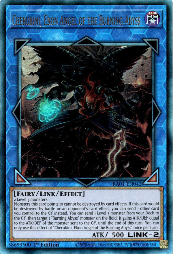Yugioh Cherubini, Ebon Angel of the Burning Abyss RA01-EN042 Ultimate Rare NM