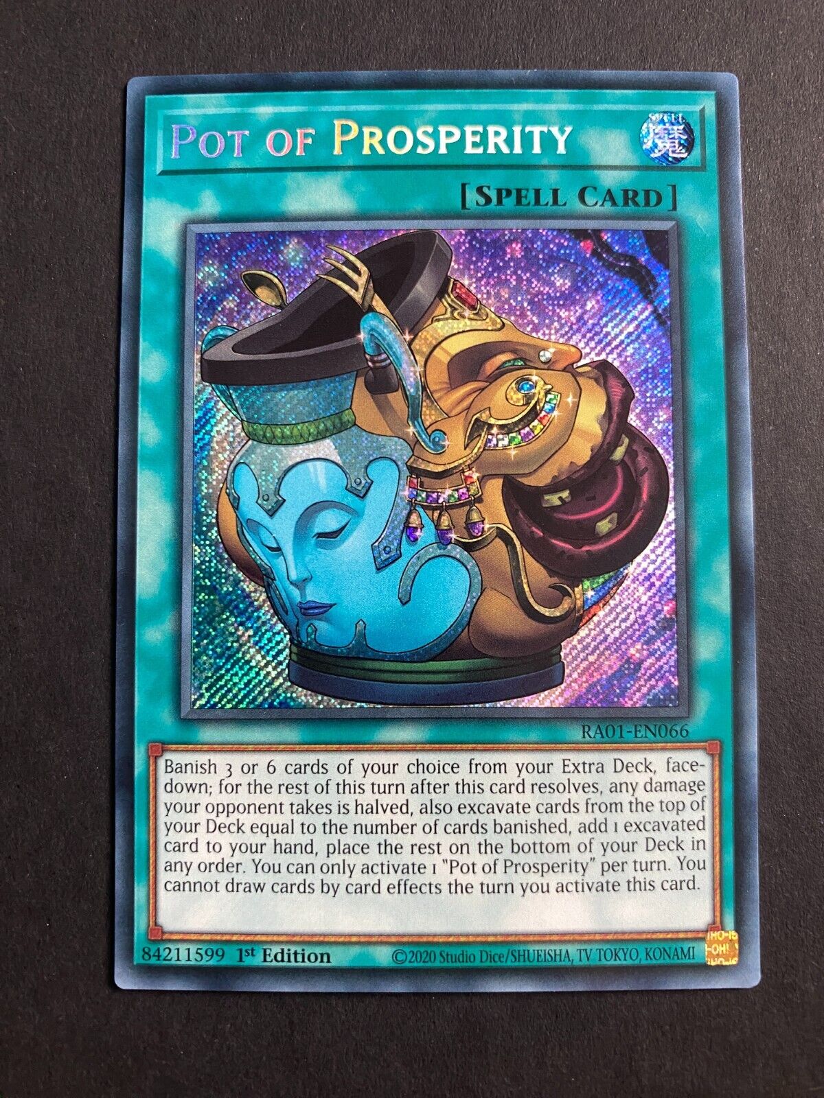 Yugioh Pot of Prosperity RA01-EN066 Secret Rare 1st Edition LP