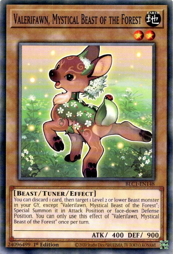 Yugioh Valerifawn, Mystical Beast of the Forest BLC1-EN148 Common 1st Ed VLP/NM