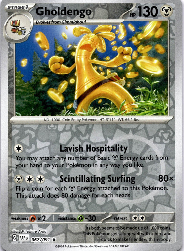 Pokemon Gholdengo 067/091 Paldean Fates Reverse Holo NM