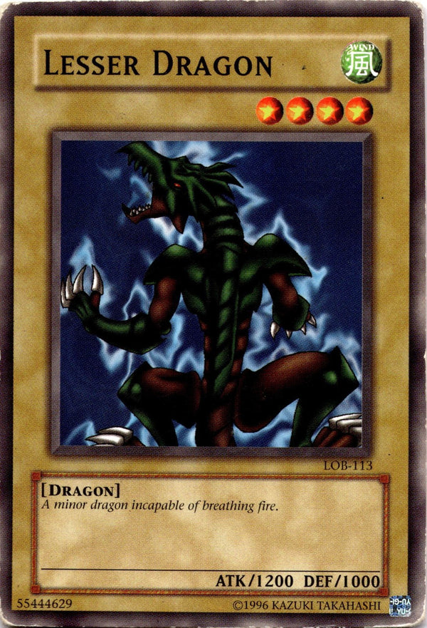 Yugioh Lesser Dragon LOB-113 Common Unlimited Edition DAMAGED