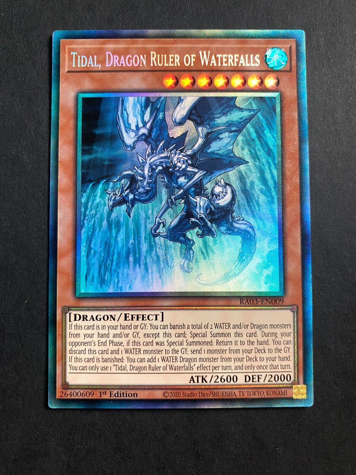 Yugioh Tidal, Dragon Ruler of Waterfalls RA03-EN009 Collector’s Rare 1st Ed NM