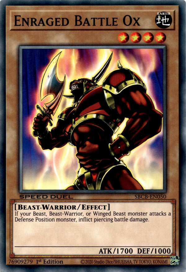 Yugioh Enraged Battle Ox SBCB-EN050 Speed Duel Common 1st Edition NM