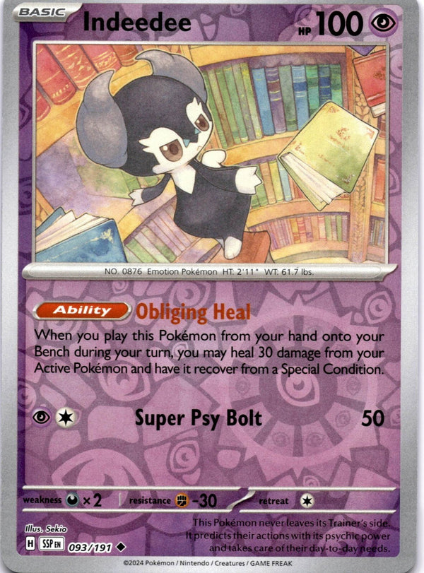 Pokemon Indeedee 093/191 Surging Sparks Reverse Holo NM