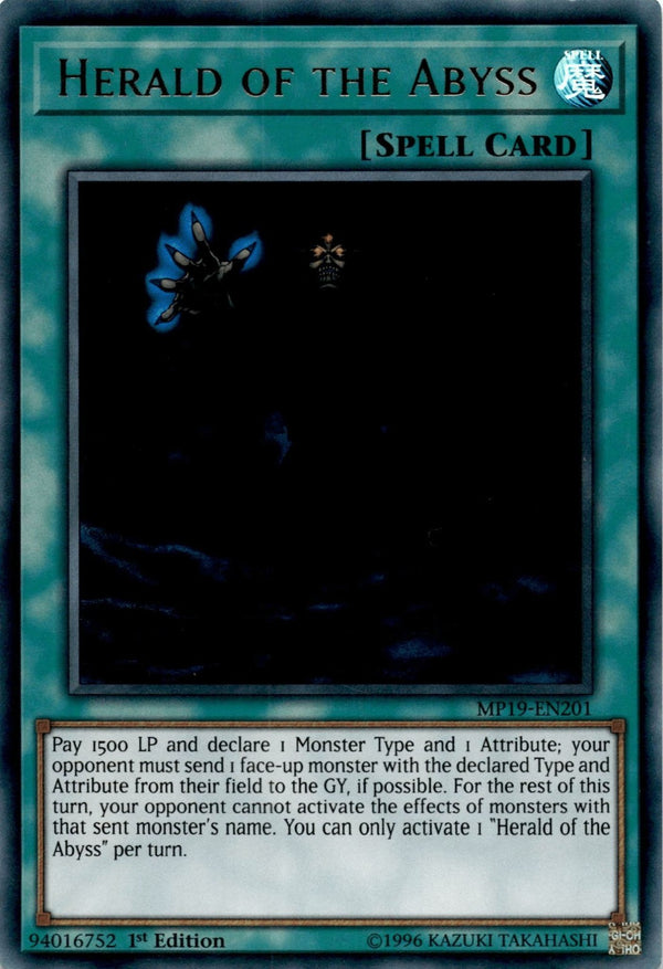 Yugioh Herald of the Abyss MP19-EN201 Ultra Rare 1st Edition HP