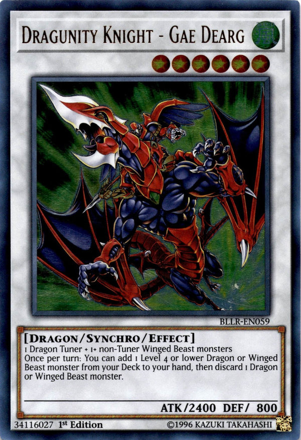 Yugioh Dragunity Knight - Gae Dearg BLLR-EN059 Ultra Rare 1st Edition LP