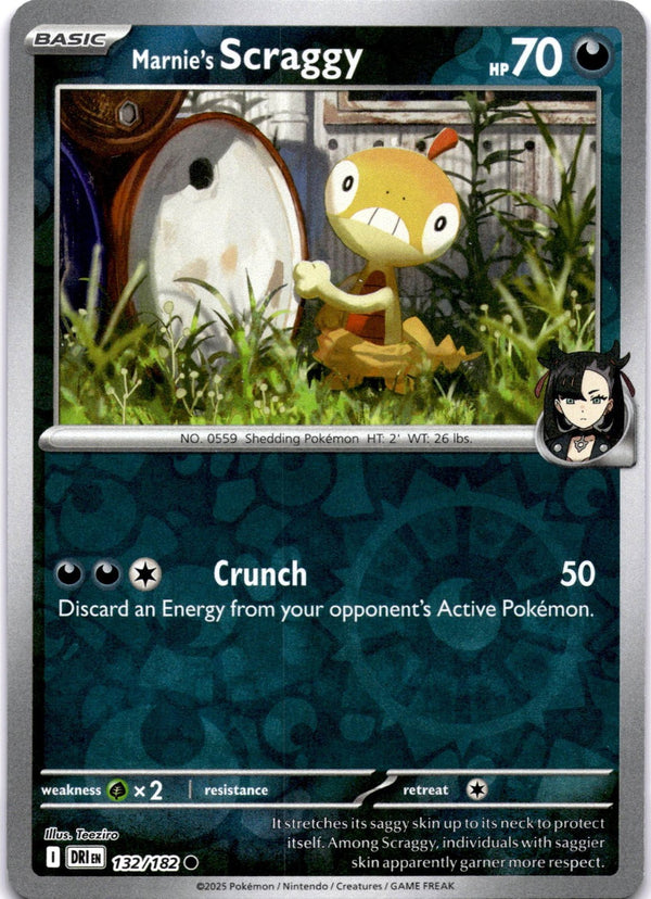 Pokemon Marnie's Scraggy 132/182 Destined Rivals Reverse Holo NM