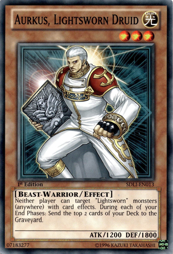 Yugioh Aurkus, Lightsworn Druid SDLI-EN013 Common 1st Edition VLP/NM