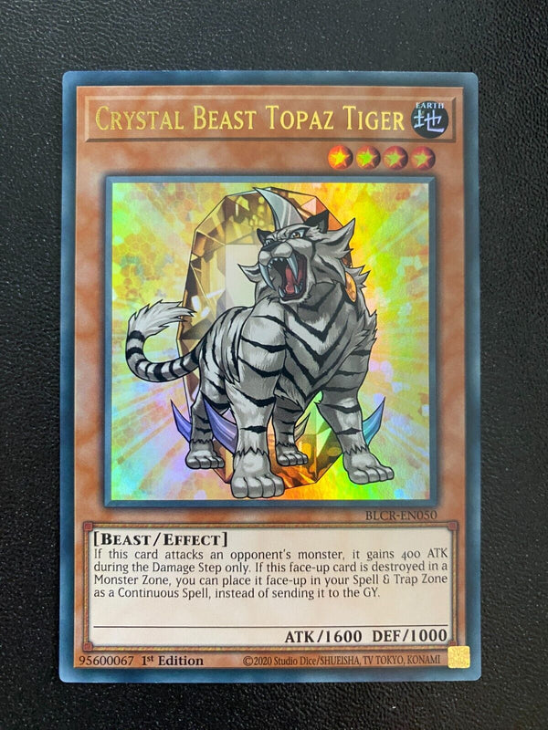Yugioh Crystal Beast Topaz Tiger BLCR-EN050 Ultra Rare 1st Edition VLP/NM