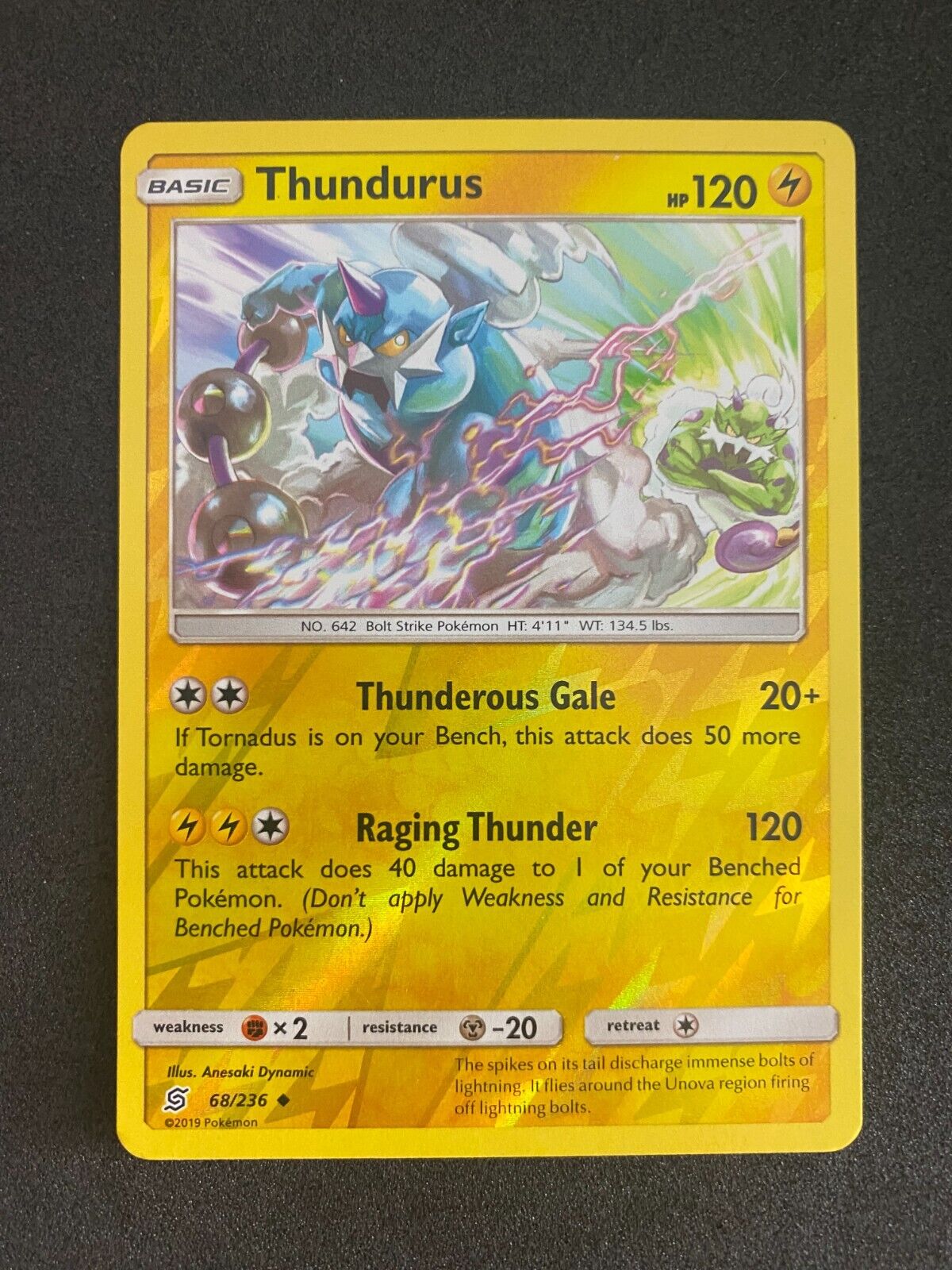 Pokemon Thundurus 68/236 Unified Minds Reverse Holo NM