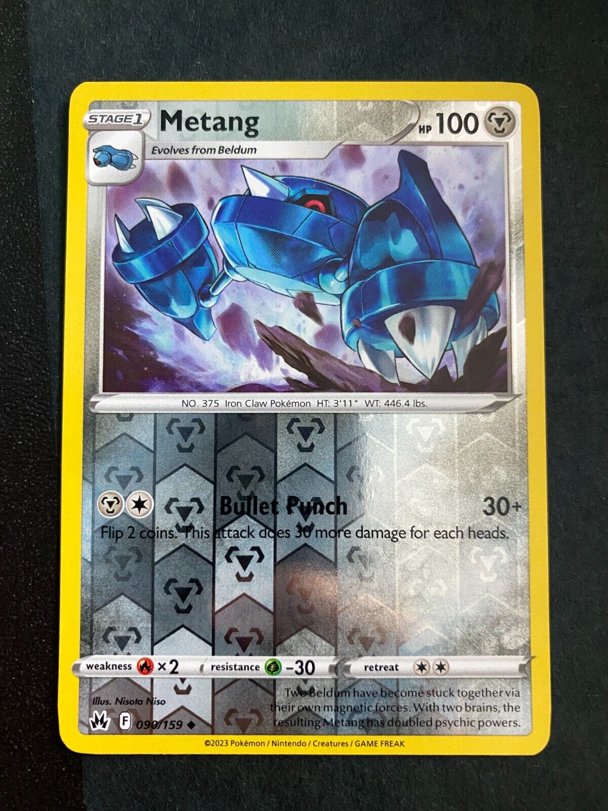 Pokemon Metang 090/159 Crown Zenith Reverse Holo NM