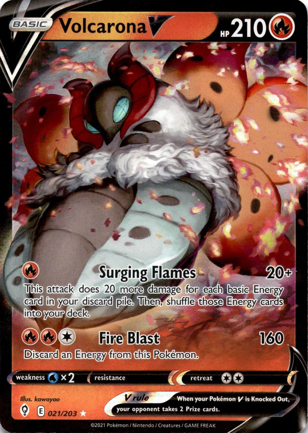 Pokemon Volcarona V 021/203 Evolving Skies Full Art Holo NM