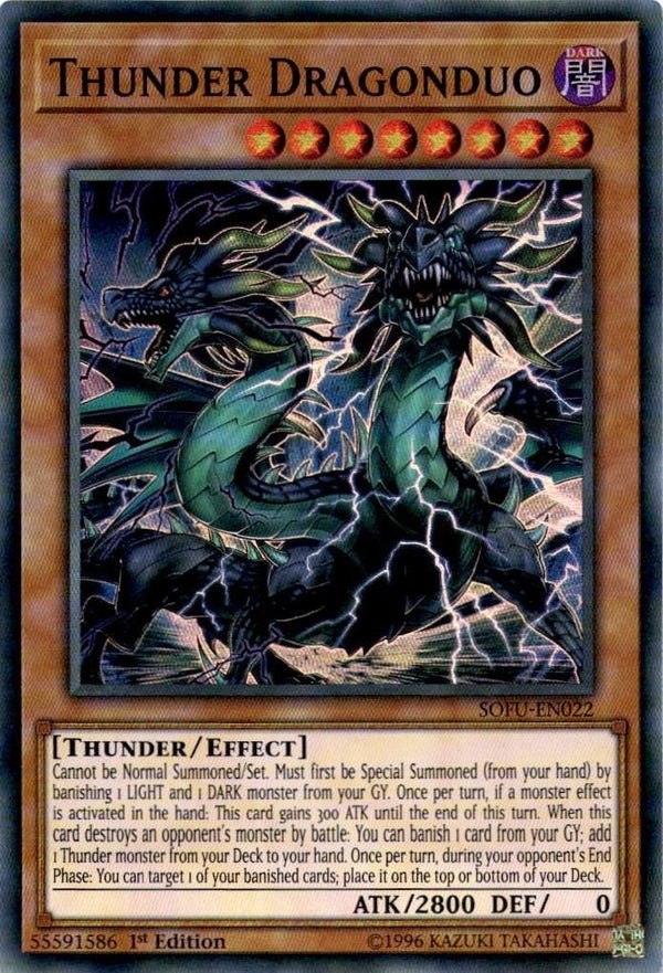 Yugioh Thunder Dragonduo SOFU-EN022 Super Rare 1st Edition VLP/NM