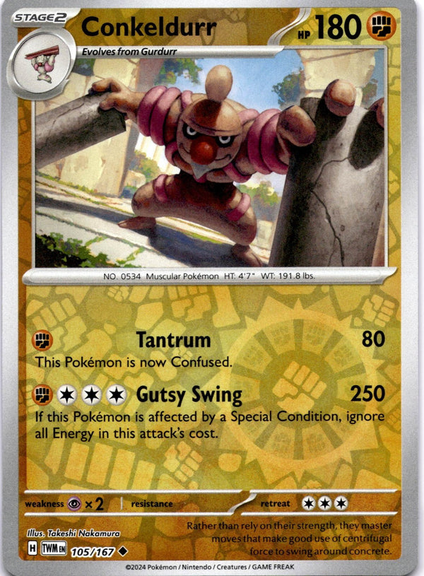 Pokemon Conkeldurr 105/167 Twilight Masquerade Reverse Holo NM
