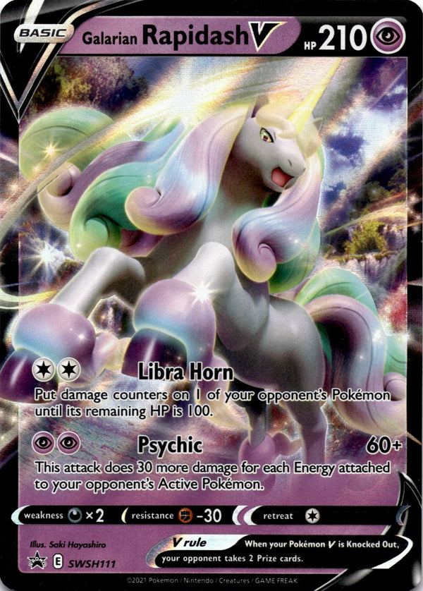 Pokemon Galarian Rapidash V swsh111 Black Star Promos Full Art Holo NM