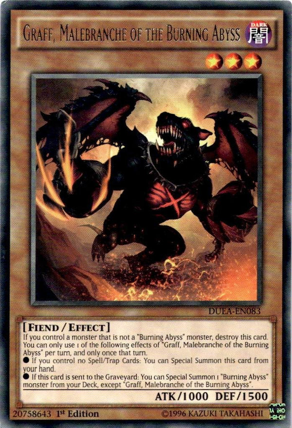 Yugioh Graff, Malebranche of the Burning Abyss DUEA-EN083 Rare 1st Edition LP