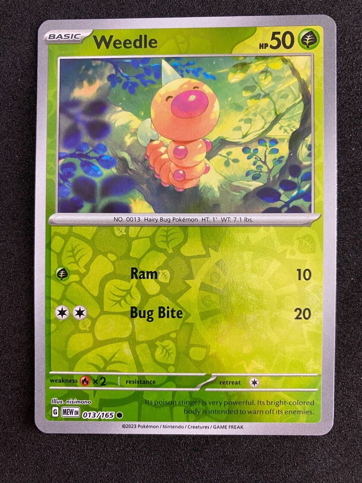 Pokemon Weedle 013/165 Scarlet Violet Reverse Holo NM