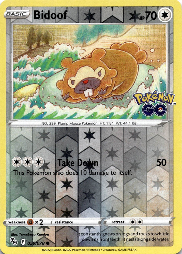 Pokemon Bidoof 059/078 Pokemon Go Reverse Holo NM