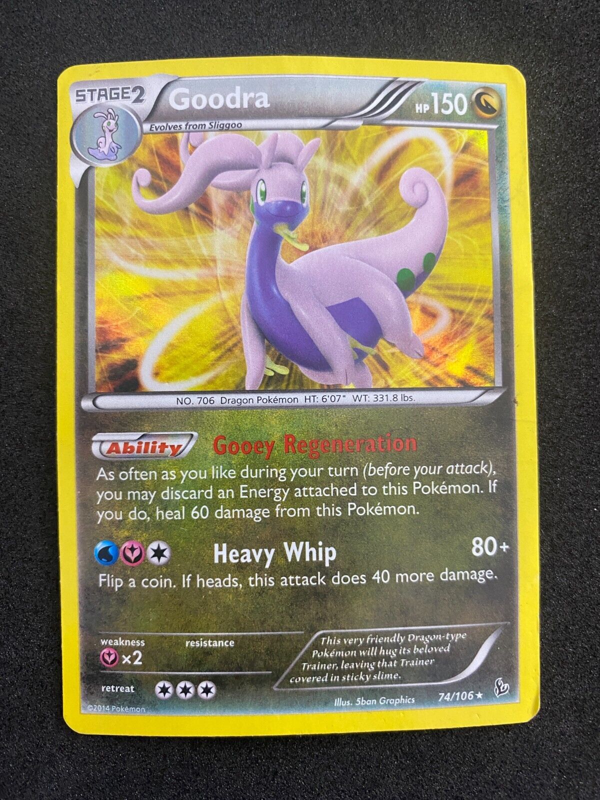 Pokemon Goodra 74/106 Flashfire Holo DAMAGED