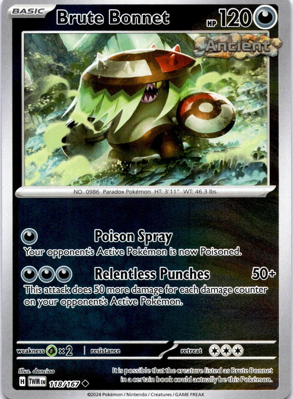 Pokemon Brute Bonnet 118/167 Twilight Masquerade Reverse Holo NM