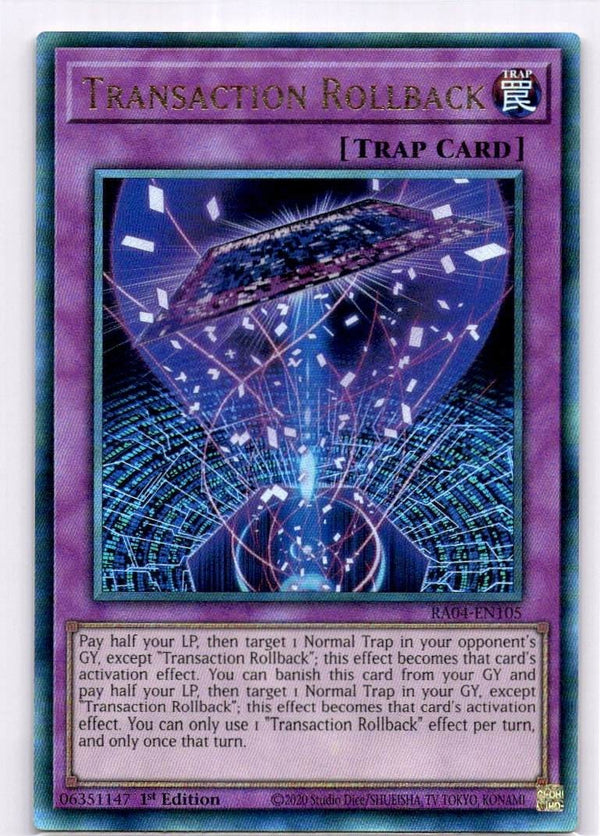 Yugioh Transaction Rollback RA04-EN105 Ultimate Rare 1st Edition NM
