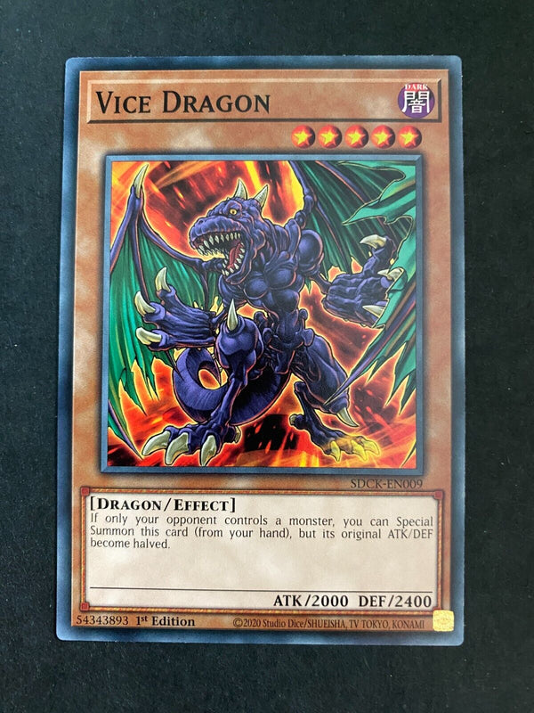 Yugioh Vice Dragon SDCK-EN009 Common 1st Edition NM
