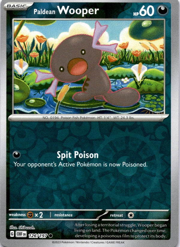 Pokemon Paldean Wooper 126/197 Obsidian Flames Reverse Holo NM