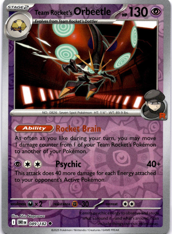 Pokemon Team Rocket's Orbeetle 089/182 Destined Rivals Reverse Holo NM