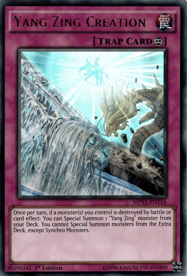 Yugioh Yang Zing Creation MP15-EN116 Ultra Rare 1st Edition LP