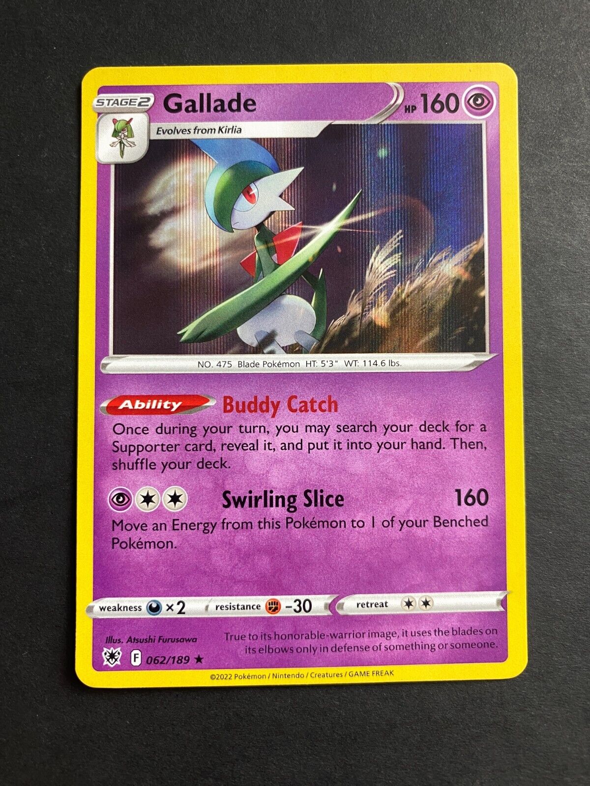 Pokemon Gallade 062/189 Astral Radiance Holo NM