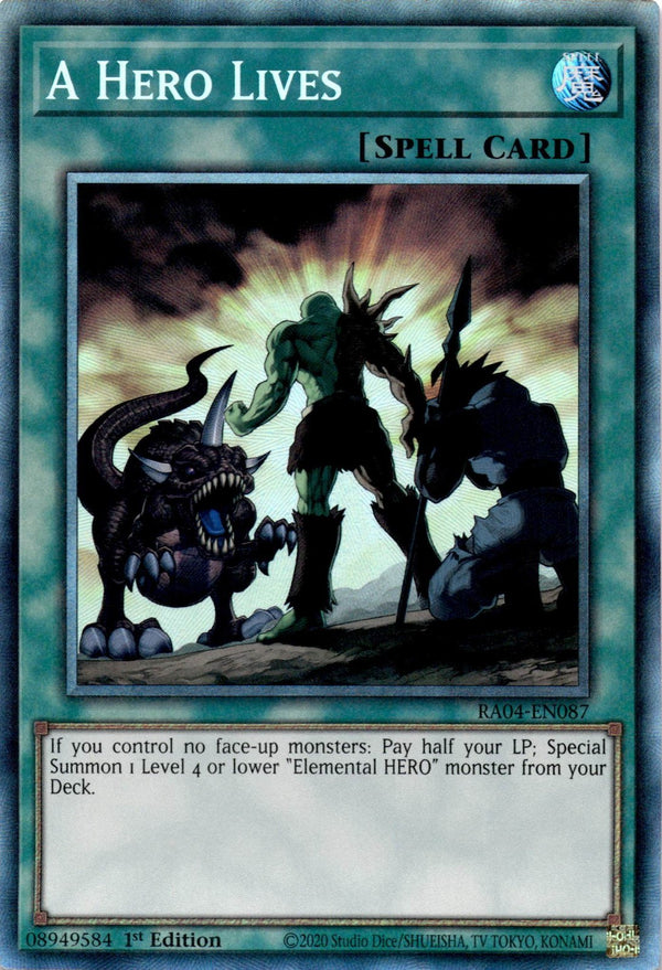 Yugioh A Hero Lives RA04-EN087 Collector’s Rare 1st Edition NM
