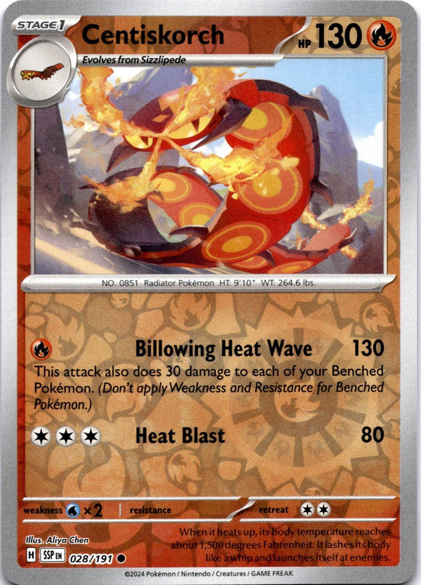 Pokemon Centiskorch 028/191 Surging Sparks Reverse Holo NM