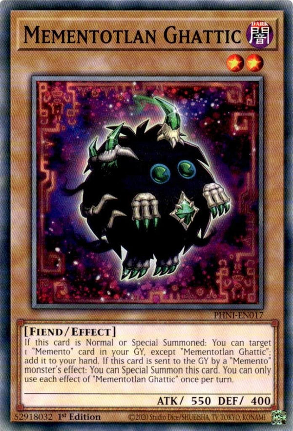 Yugioh Mementotlan Ghattic PHNI-EN017 Common 1st Edition NM