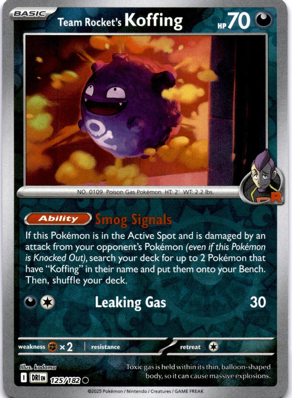 Pokemon Team Rocket's Koffing 125/182 Destined Rivals Reverse Holo NM