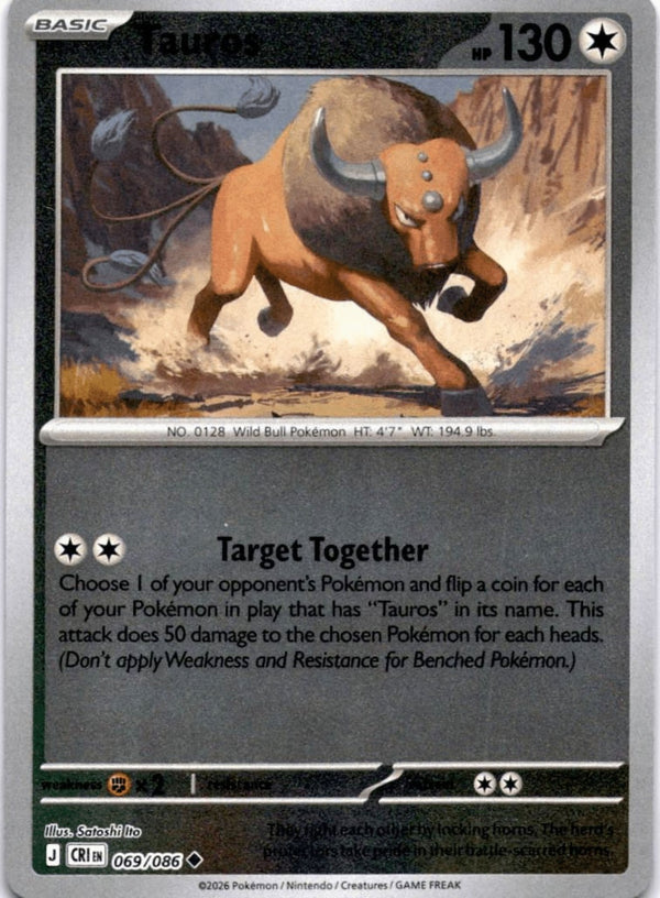Pokemon Tauros 069/086 Chaos Rising Reverse Holo NM