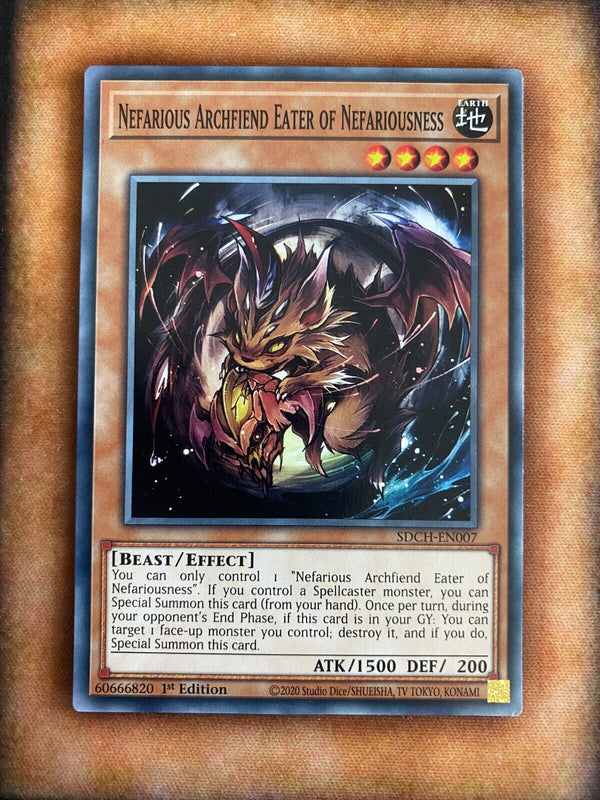 Yugioh Nefarious Archfiend Eater of Nefariousness SDCH-EN007 Common 1st VLP/NM