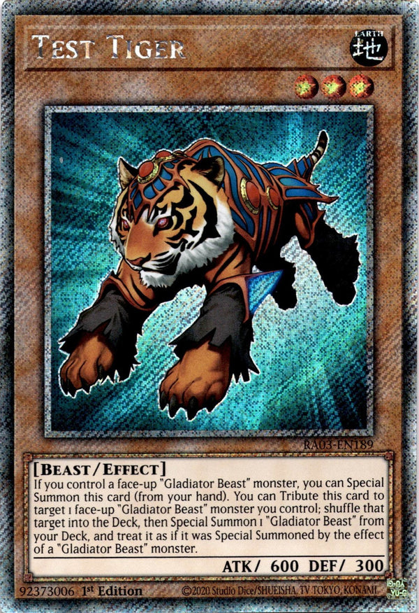Yugioh Test Tiger RA03-EN189 Platinum Secret Rare 1st Edition NM
