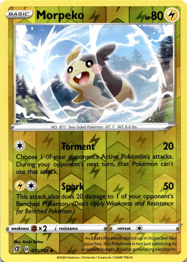 Pokemon Morpeko 073/192 Rebel Clash Reverse Holo LP