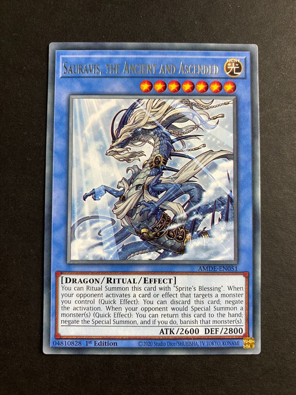 Yugioh Sauravis, the Ancient and Ascended AMDE-EN051 Rare 1st Edition NM