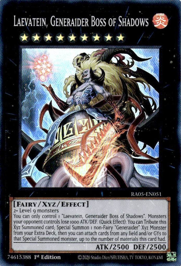 Yugioh Laevatein, Generaider Boss of Shadows RA05-EN051 NA Print Super Rare NM