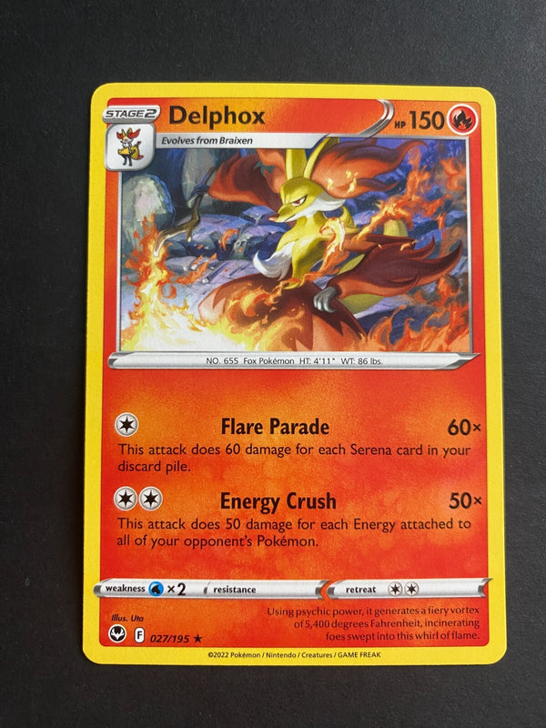Pokemon Delphox 027/195 Silver Tempest Rare Non Holo VLP/NM