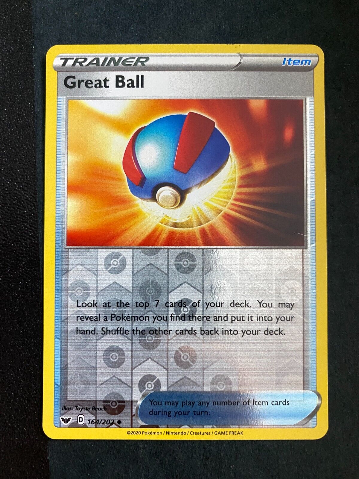 Pokemon Great Ball 164/202 Sword Shield Base Reverse Holo NM