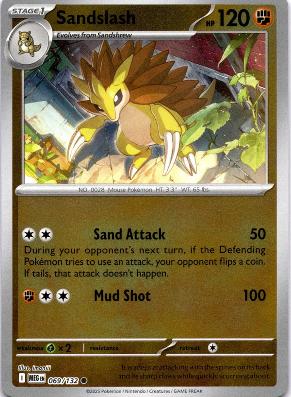 Pokemon Sandslash 069/132 Mega Evolution Reverse Holo NM