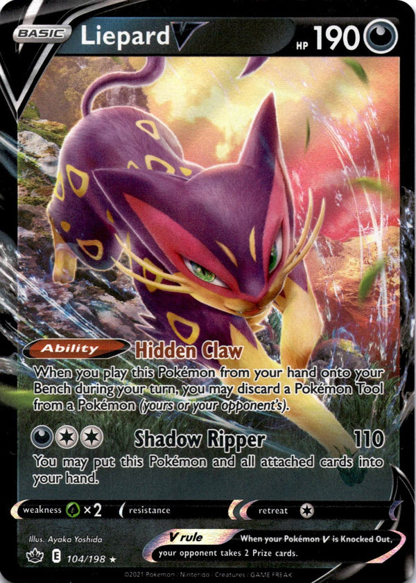 Pokemon Liepard V 104/198 Chilling Reign Full Art Holo NM