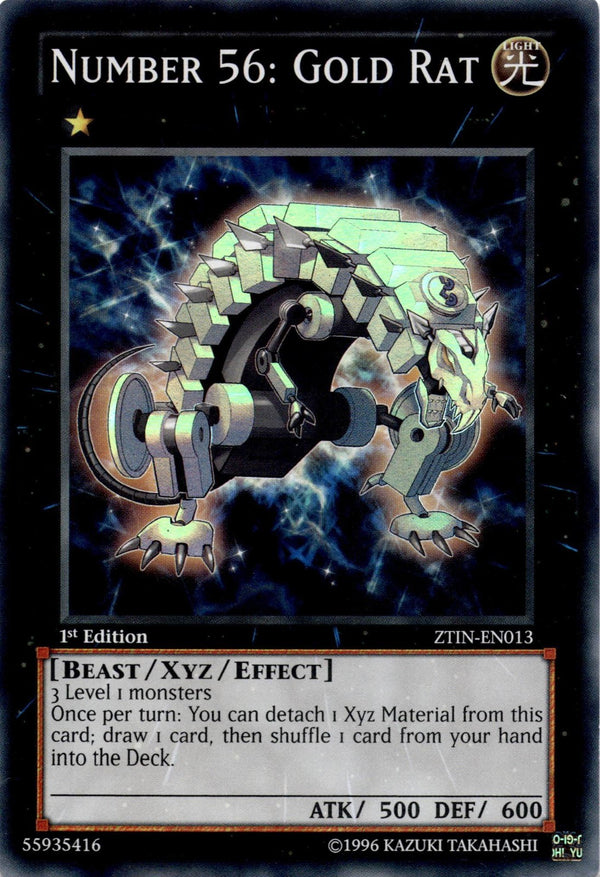 Yugioh Number 56: Gold Rat ZTIN-EN013 Super Rare 1st Edition DAMAGED