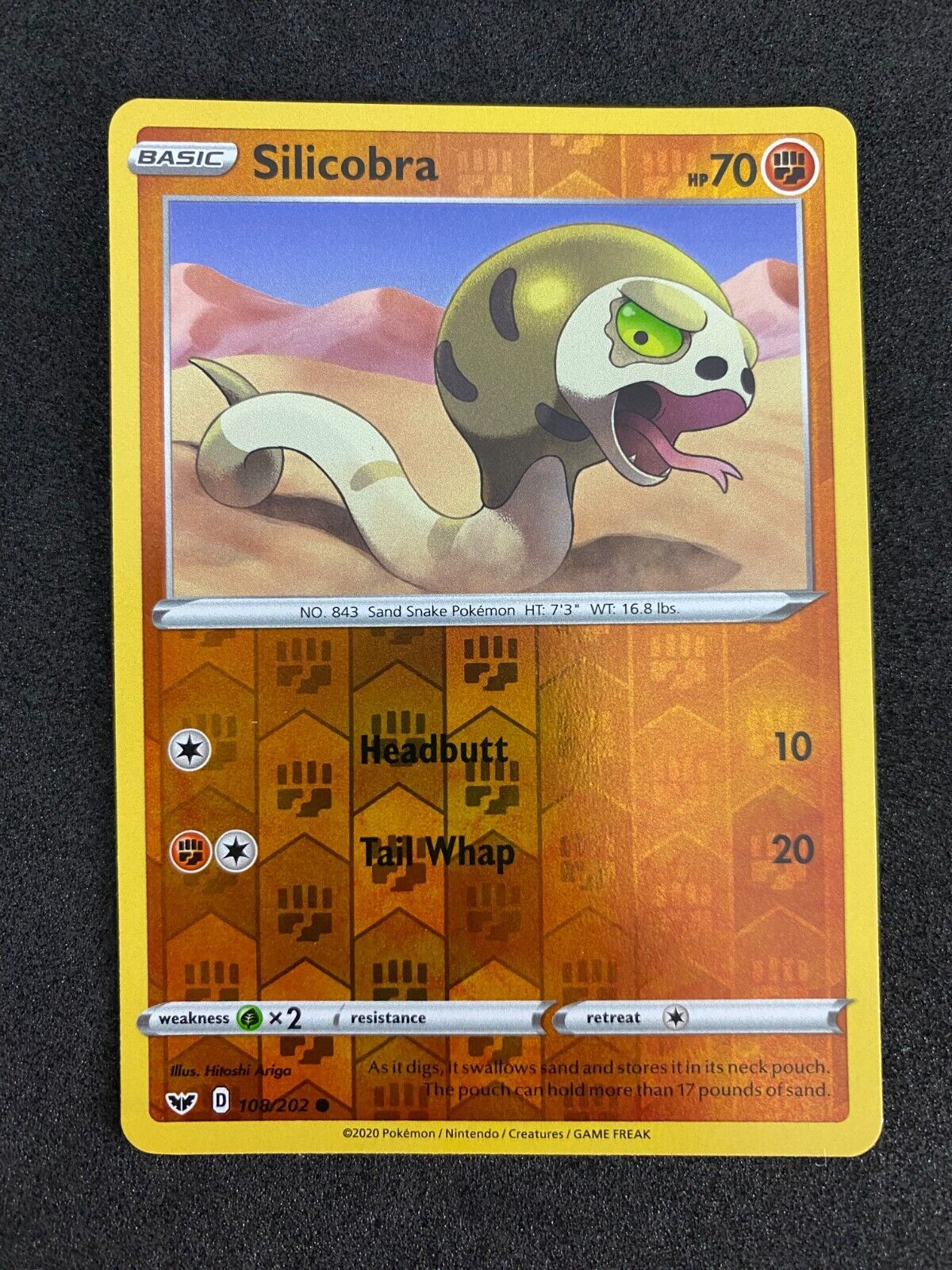 Pokemon Silicobra 108/202 Sword Shield Reverse Holo NM-MINT