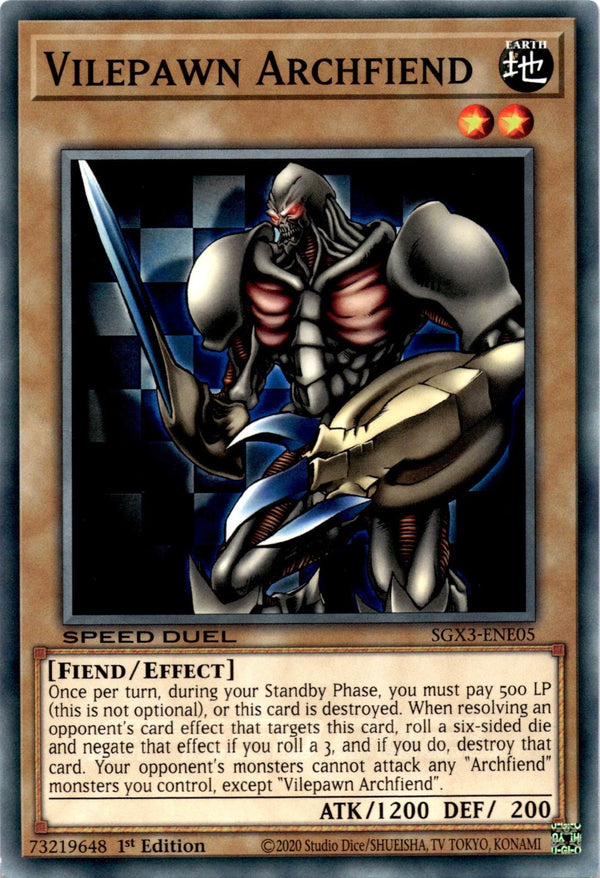 Yugioh Vilepawn Archfiend SGX3-ENE05 Speed Duel Common 1st Ed NM