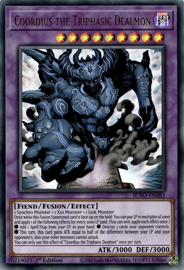 Yugioh Coordius the Triphasic Dealmon BLVO-EN083 Ultra Rare 1st Edition NM