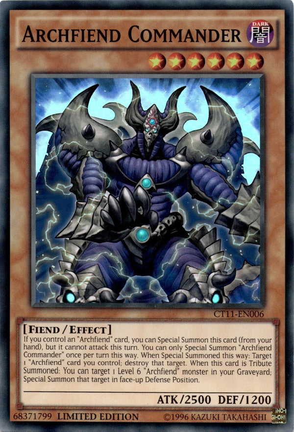 Yugioh Archfiend Commander CT11-EN006 Super Rare Limited Edition VLP/NM