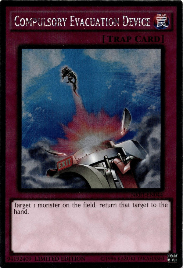 Yugioh Compulsory Evacuation Device NKRT-EN044 Platinum Rare 1st Edition NM